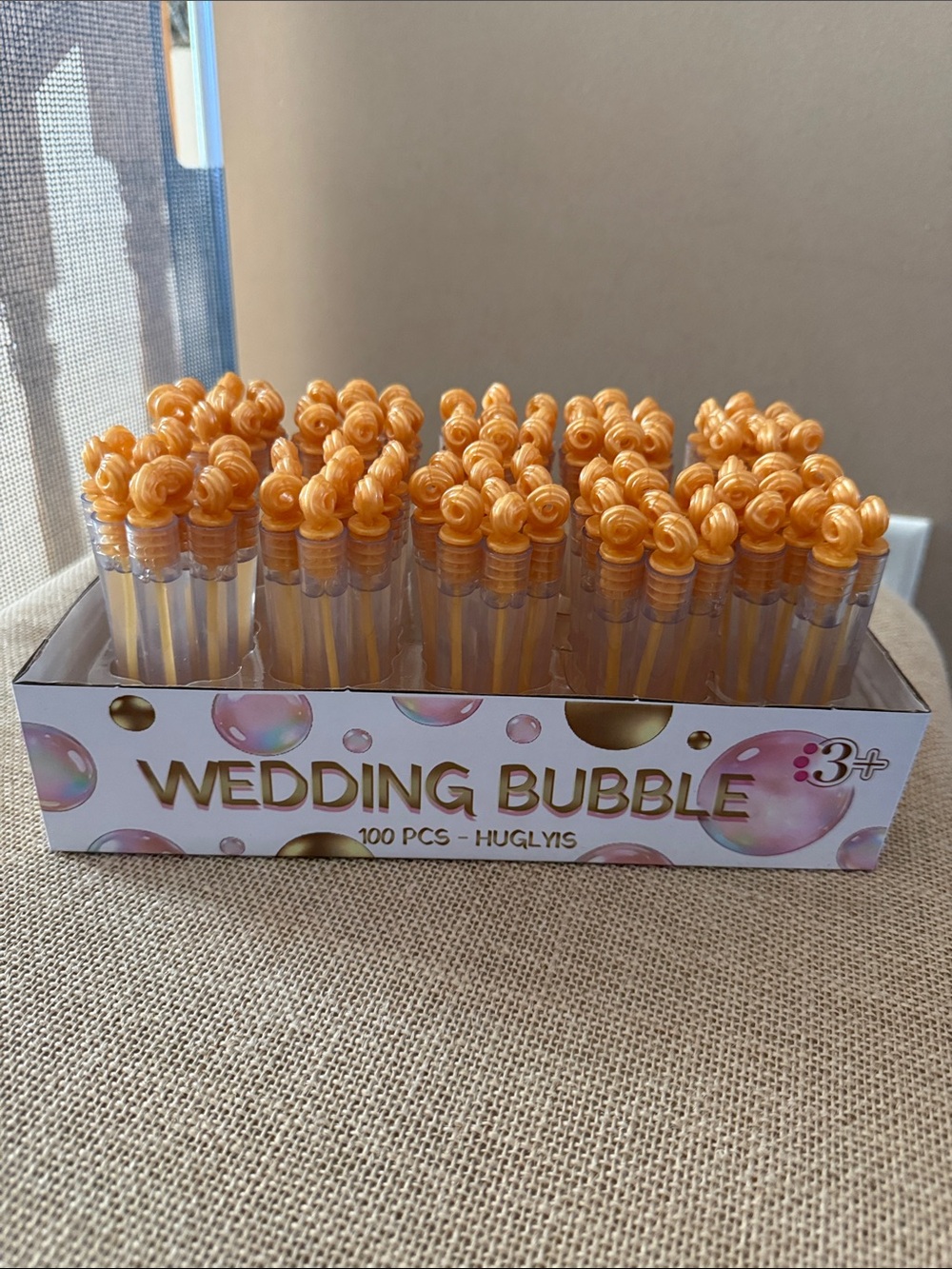 Gold Wedding Bubble Wands - 100 Pack